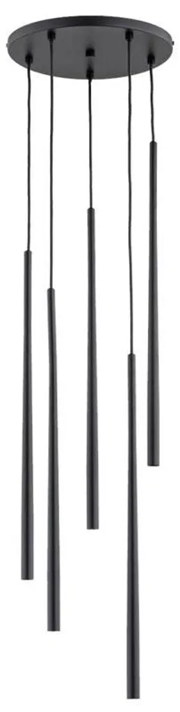 Grande Suspension CARMEN Noire pour Table à Manger - Métal 5xG9 120cm