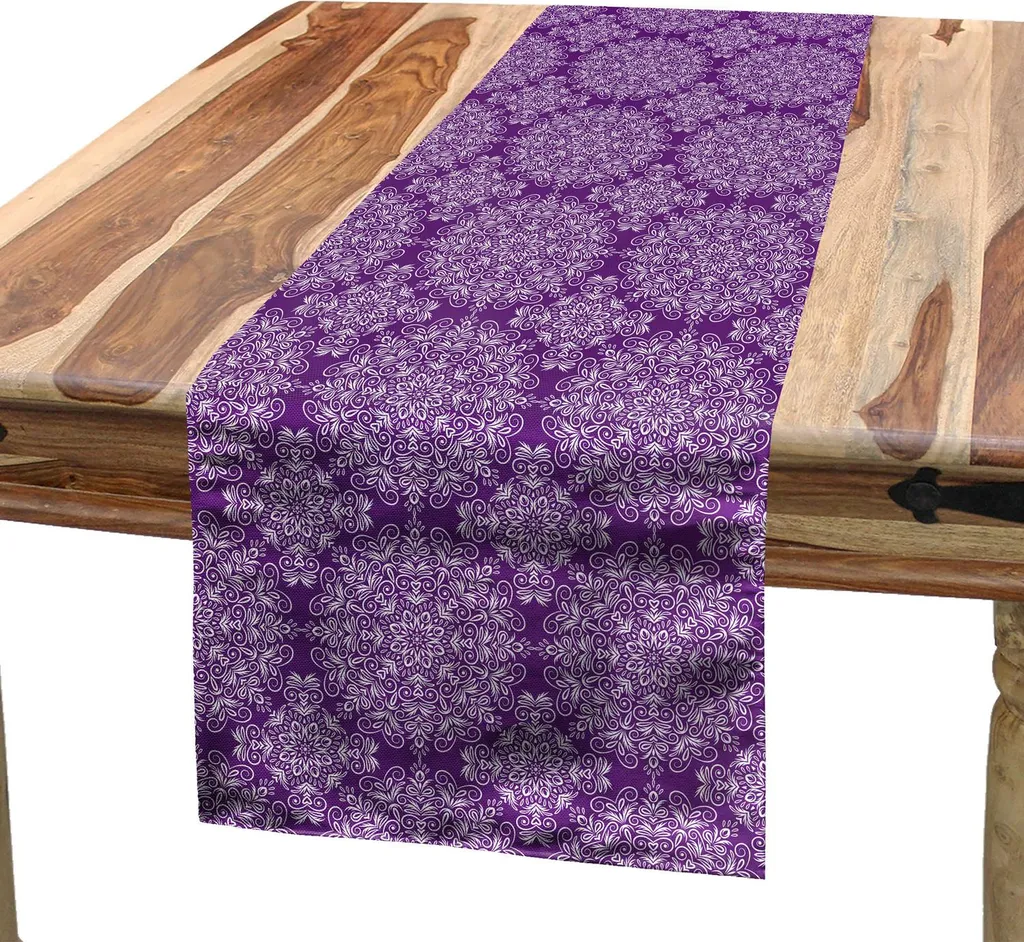 Runner Tavola Mandala ABAKUHAUS 40x180 - Decorazione Etnica Viola