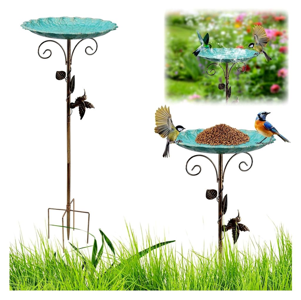 Stehende Vogeltränke aus Metall für den Garten 77 cm