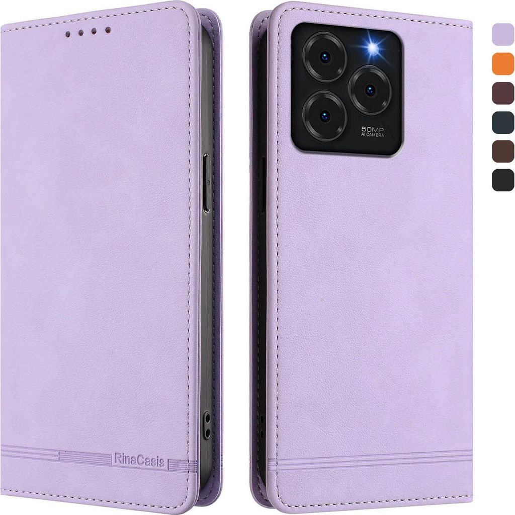 Hülle für Ulefone Note 20 Pro, Retro Kunstleder Ständer Klapphülle mit Kartenfächer und Magnetische Violett