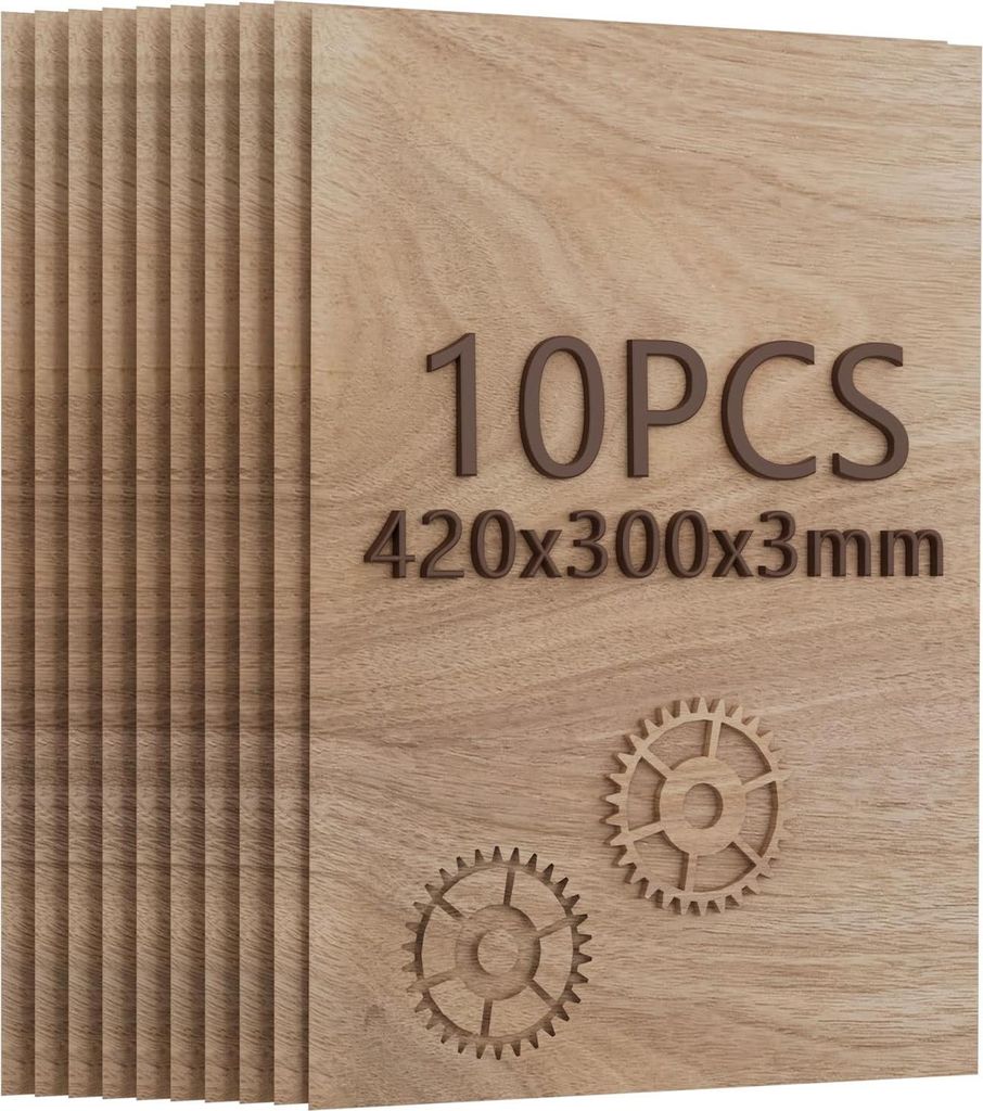 10 Stück 3mm dicke A3 420x300mm Walnuss-Sperrholz für Modellbau, Laserschneiden und Gravur