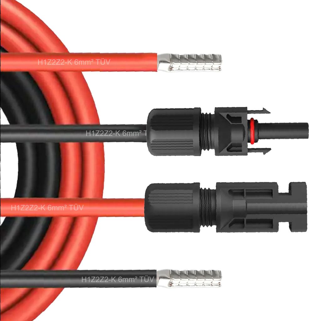 Solarkabel Stecker 1500V Verlängerungskabel für Laderegler Solar Kabel 4mm² 6mm²Länge:2x 7m 4mm²;Steuersatz:19%