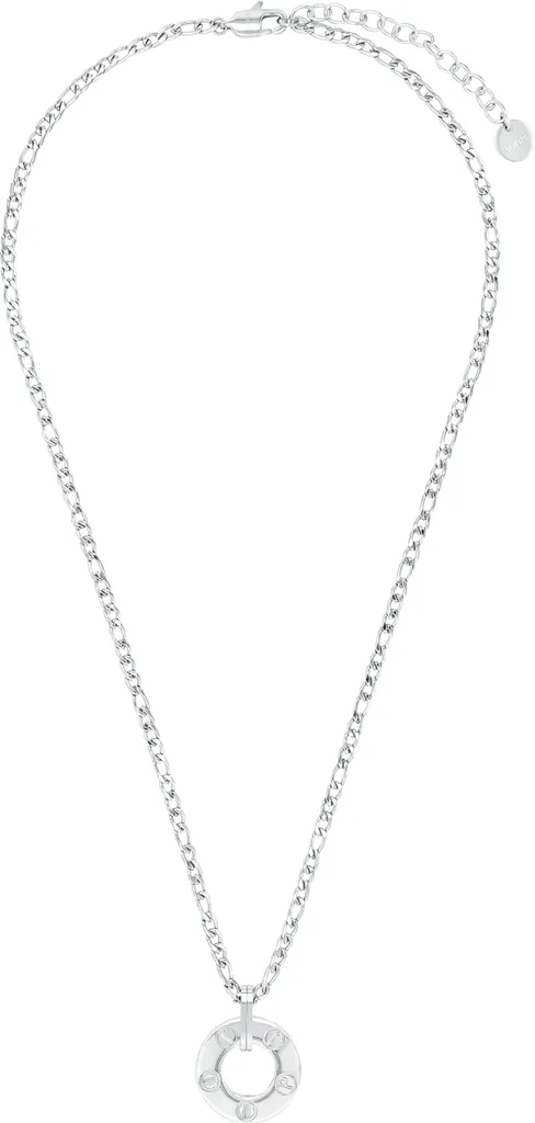 Sautoir Femme Pendentif Acier Inox Argenté Chaîne Ajustable 45 à 50 cm