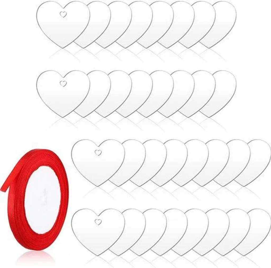 Cœurs en acrylique pour pendentifs Saint-Valentin, lot de 30 pièces