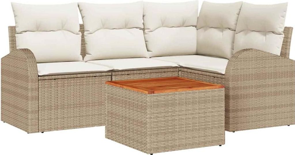 Garten-Sofa-Set 5 pcs Beige und Weiß
