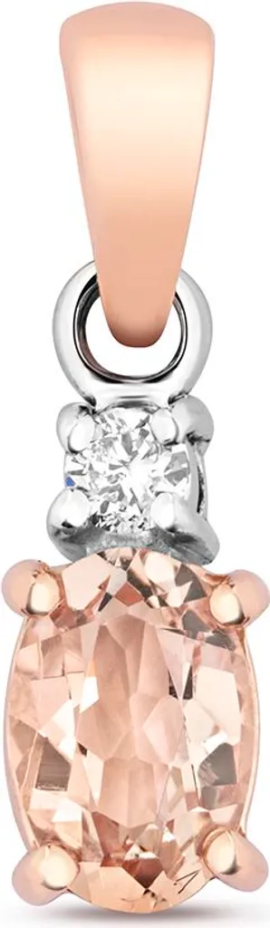 Pendentif Or Rose et Morganite Rose Poudré serti d'un Diamant TRS28615