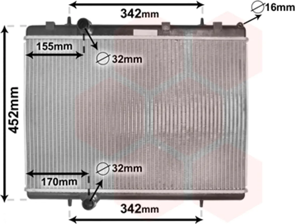 Radiateur de refroidissement moteur pour 1.6 HDi avec Climatisation 380mm