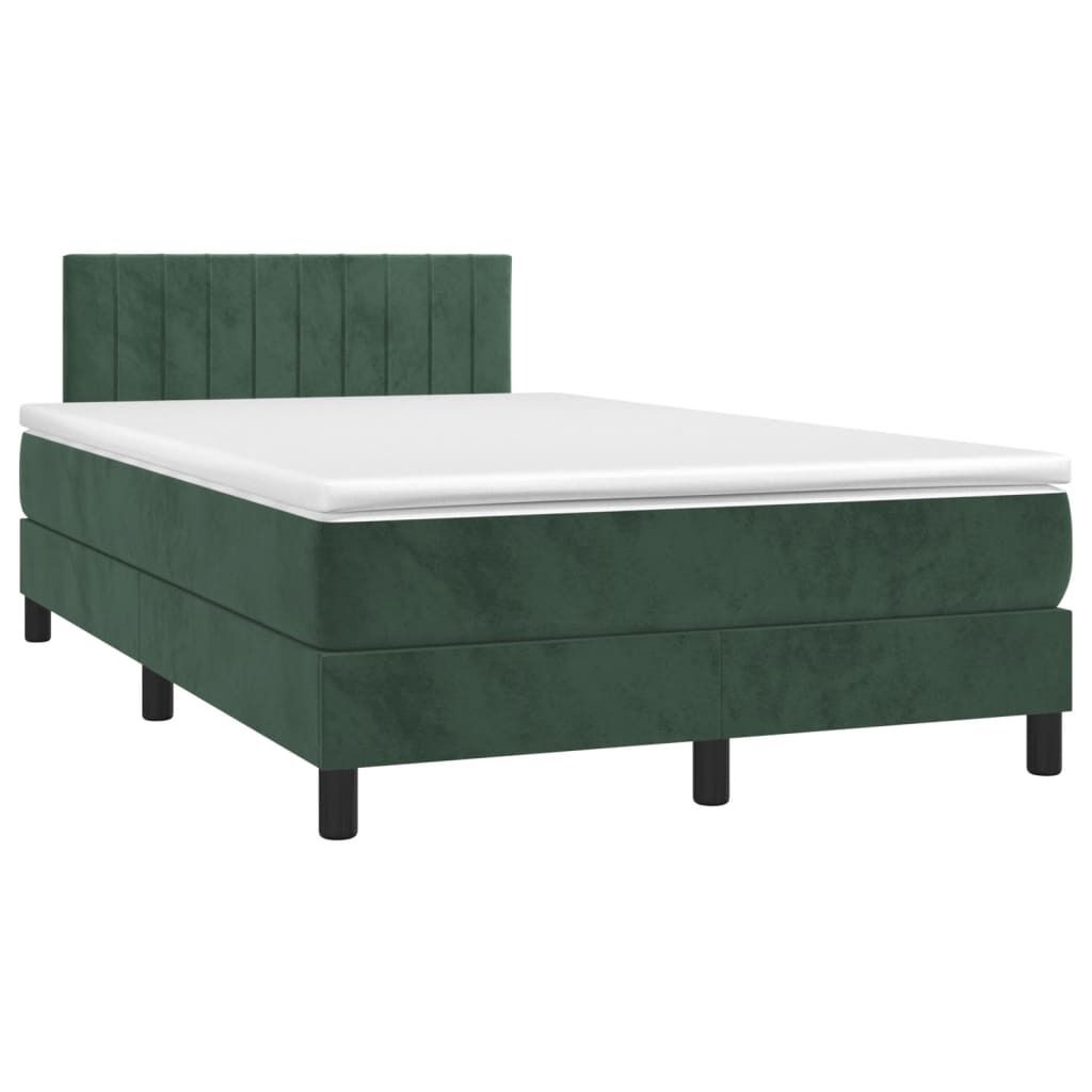 CLORIS Boxspringbett mit Matratze & LED Dunkelgrün 120x190 cm Samt 3270168