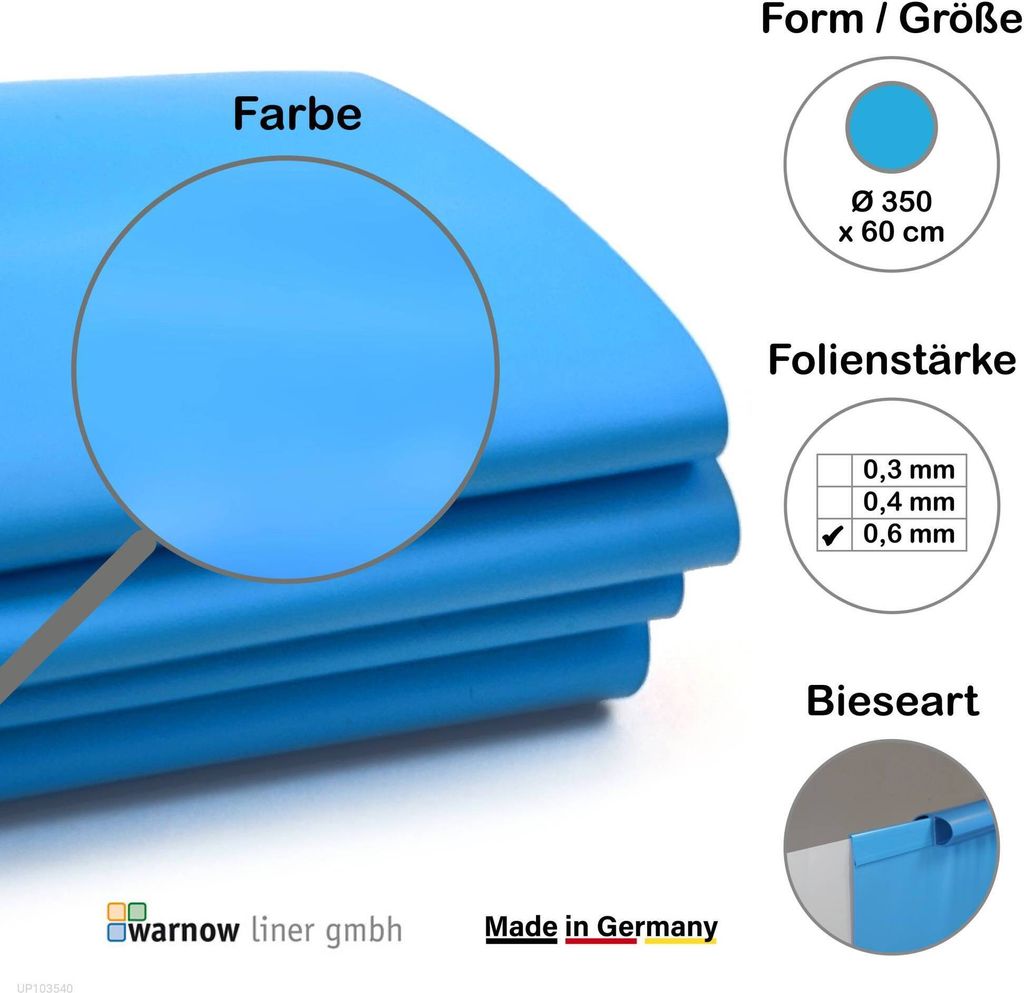 Premium Poolfolie für Rundpool, 350 cm x 60 cm, Stärke: 0,6 Produktbild 