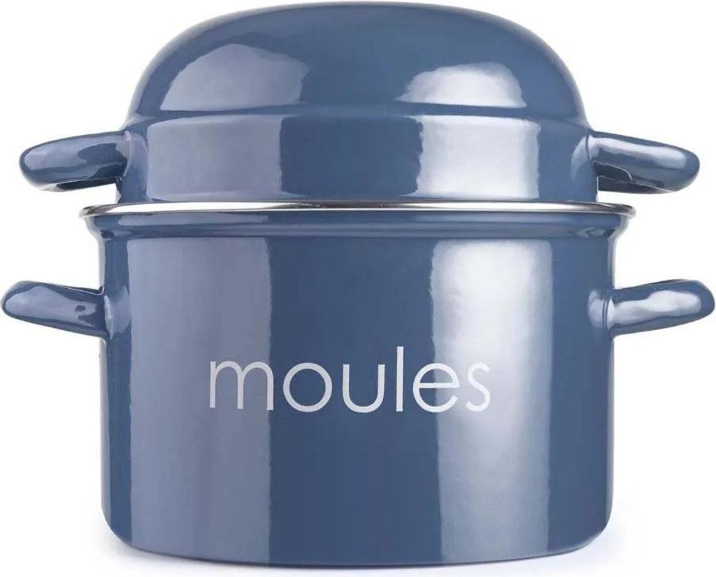 Emailliertopf blau zum Kochen von Muscheln Produktbild 