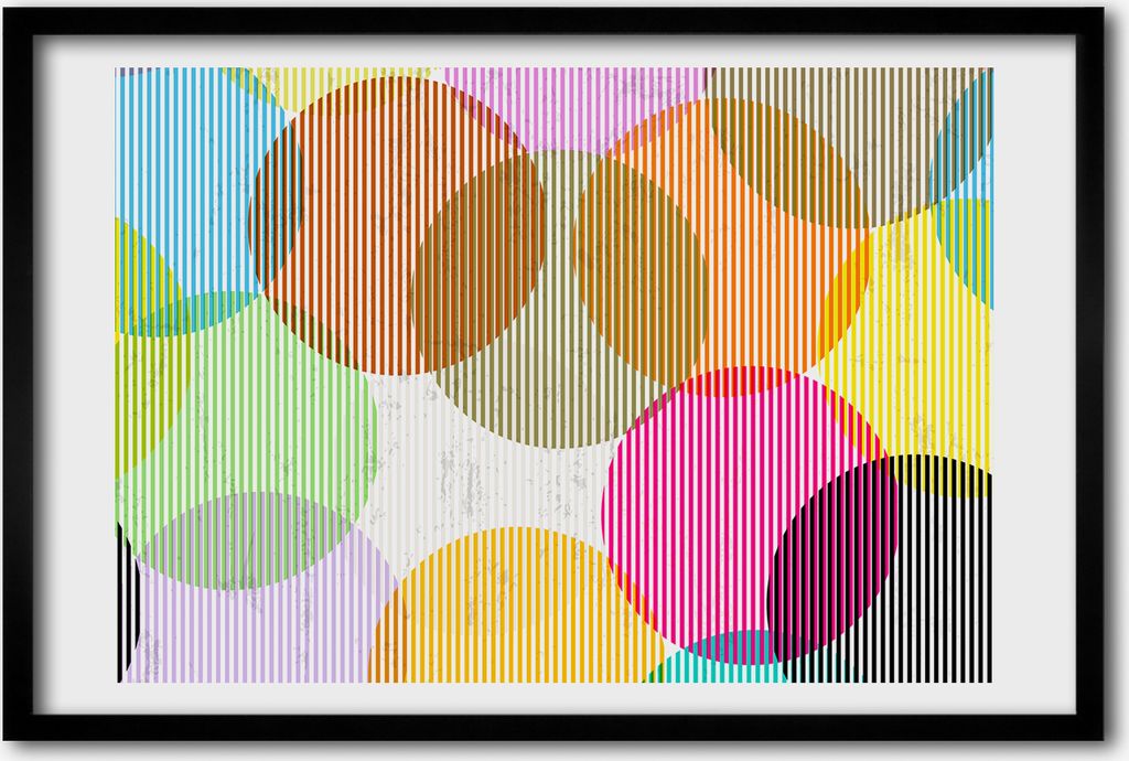 Bild 60x40 MDF-Rahmen, Wandkunst bunte Kreise