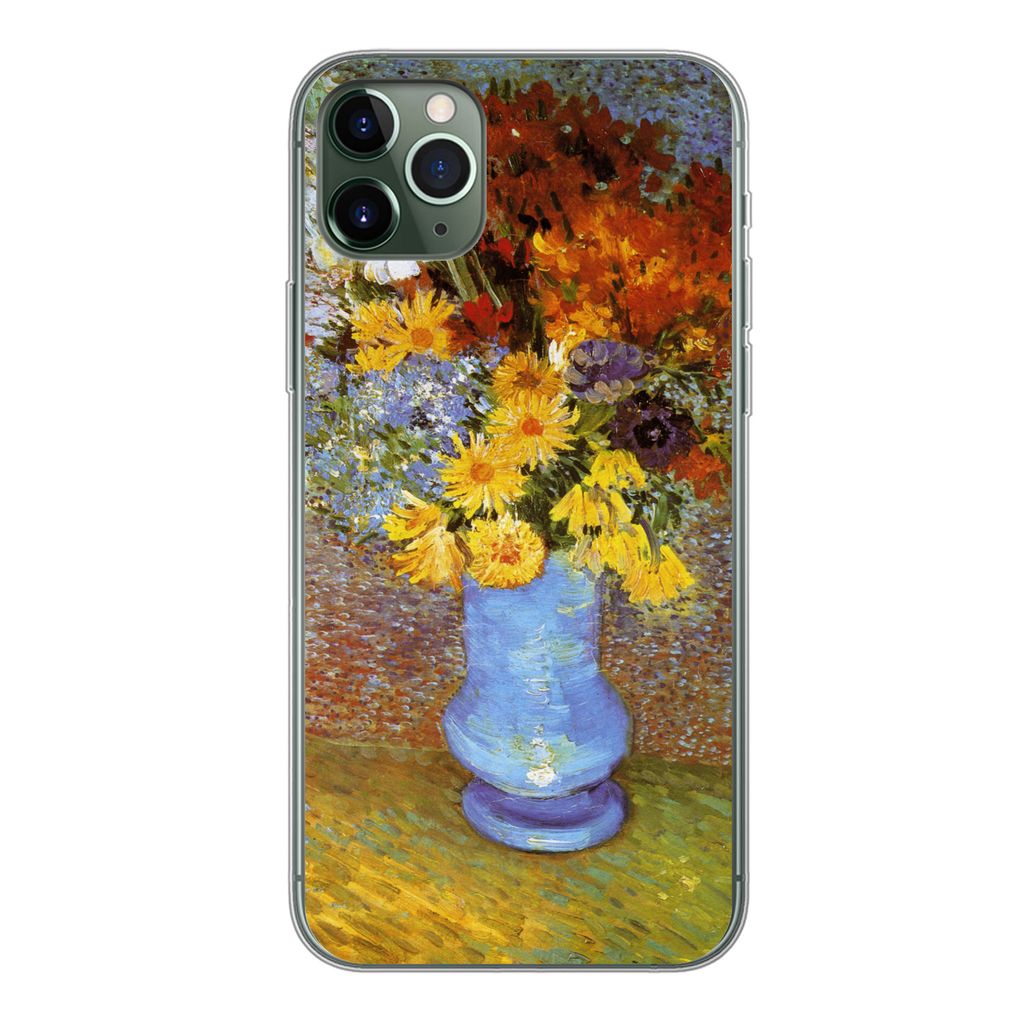 MuchoWow Handyhülle Schutzhülle Hülle für iPhone 11 Pro Max Vase mit Gänseblümchen und Anemonen - Vincent van Gogh Silikon Softcase Handy H...