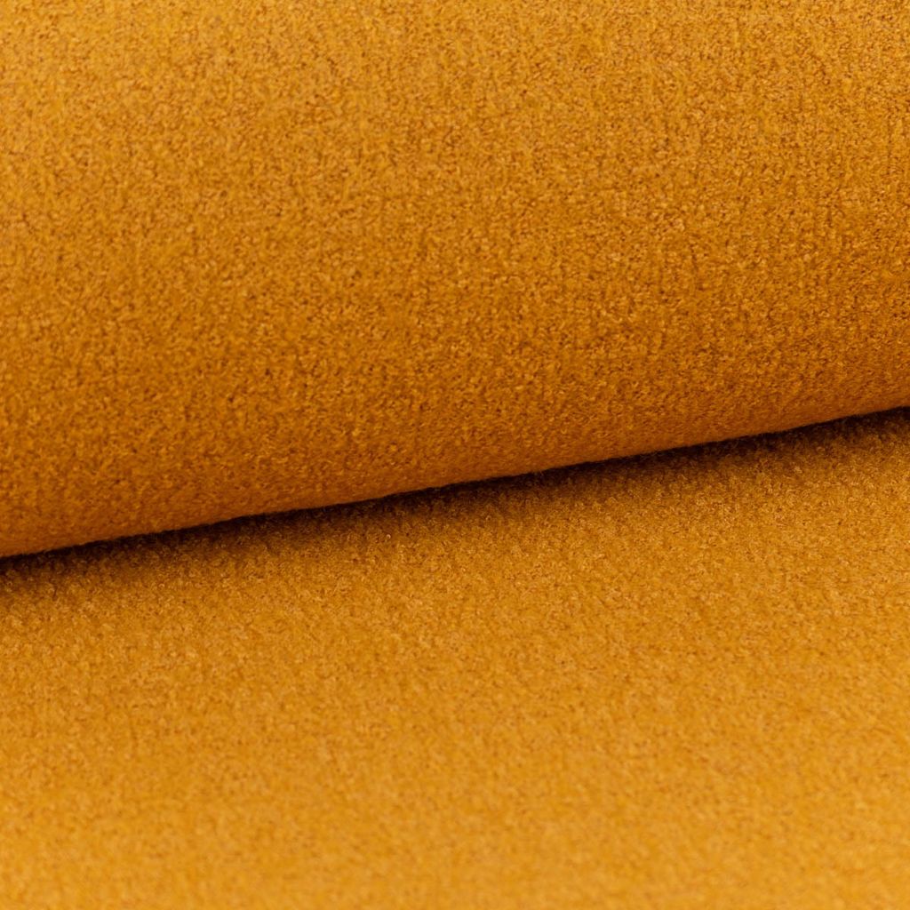 Boucle Wollstoff Mantelstoff Viskose Wolle senfgelb 1,45m