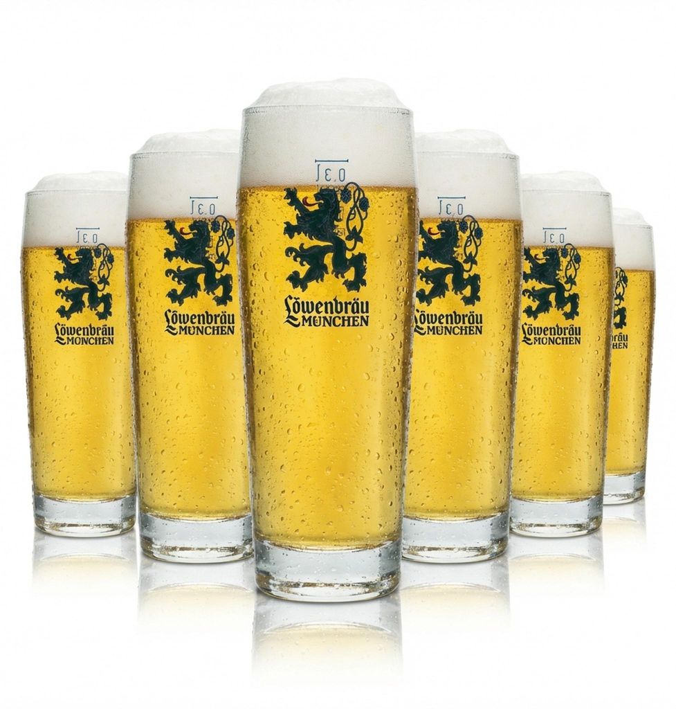 6x Löwenbräu Bier Glas 0,3l Becher Neues Logo! Gläser Willi Produktbild 