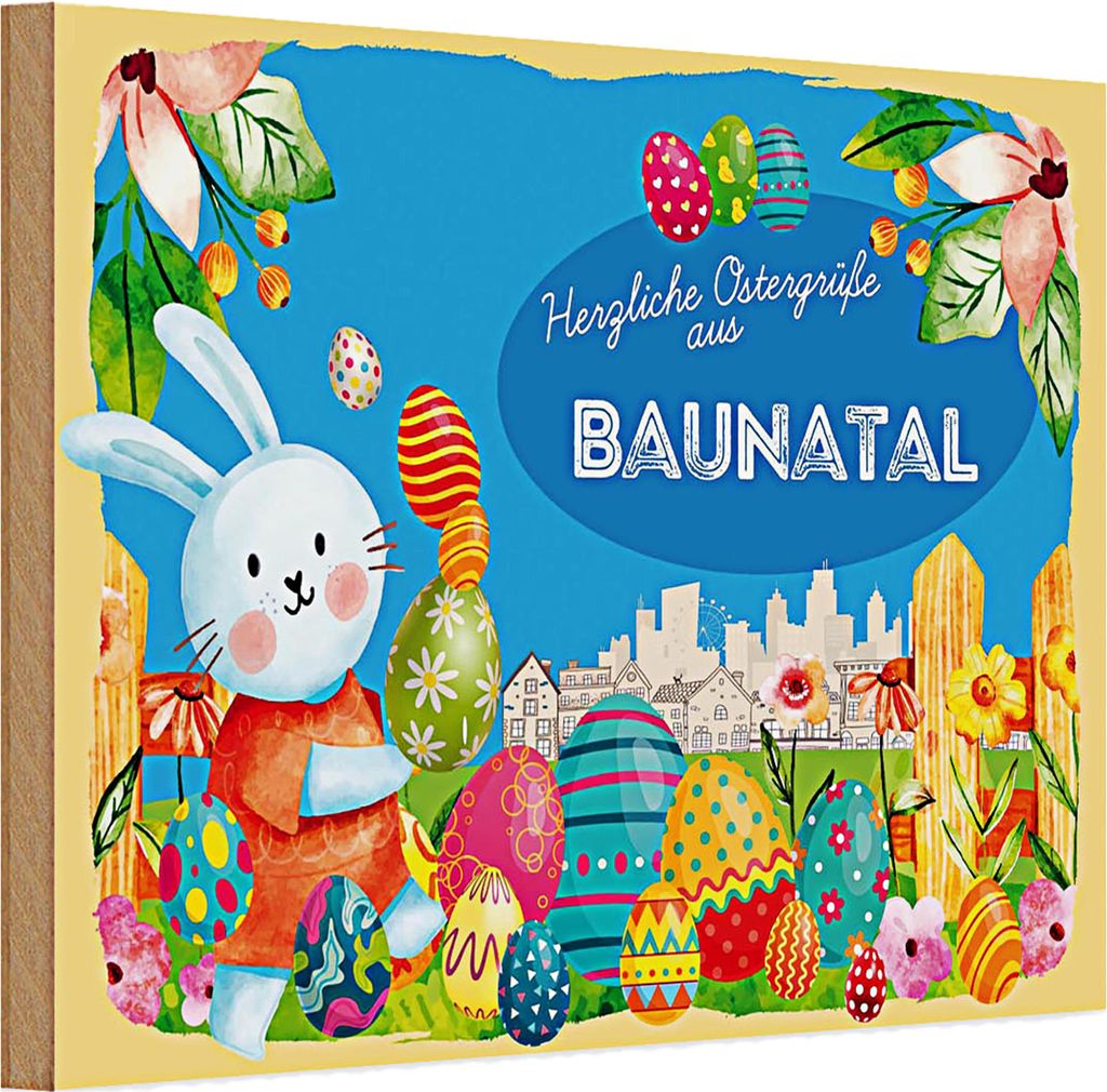 Holzschild Ostern Ostergrüße 30x20cm BAUNATAL
