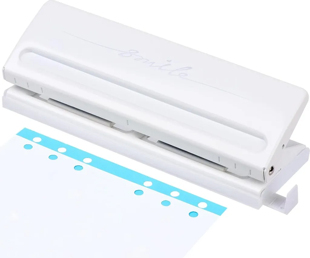 Mini-perforateur 6 trous blanc pour classeur - Réglable A4 A5 A6