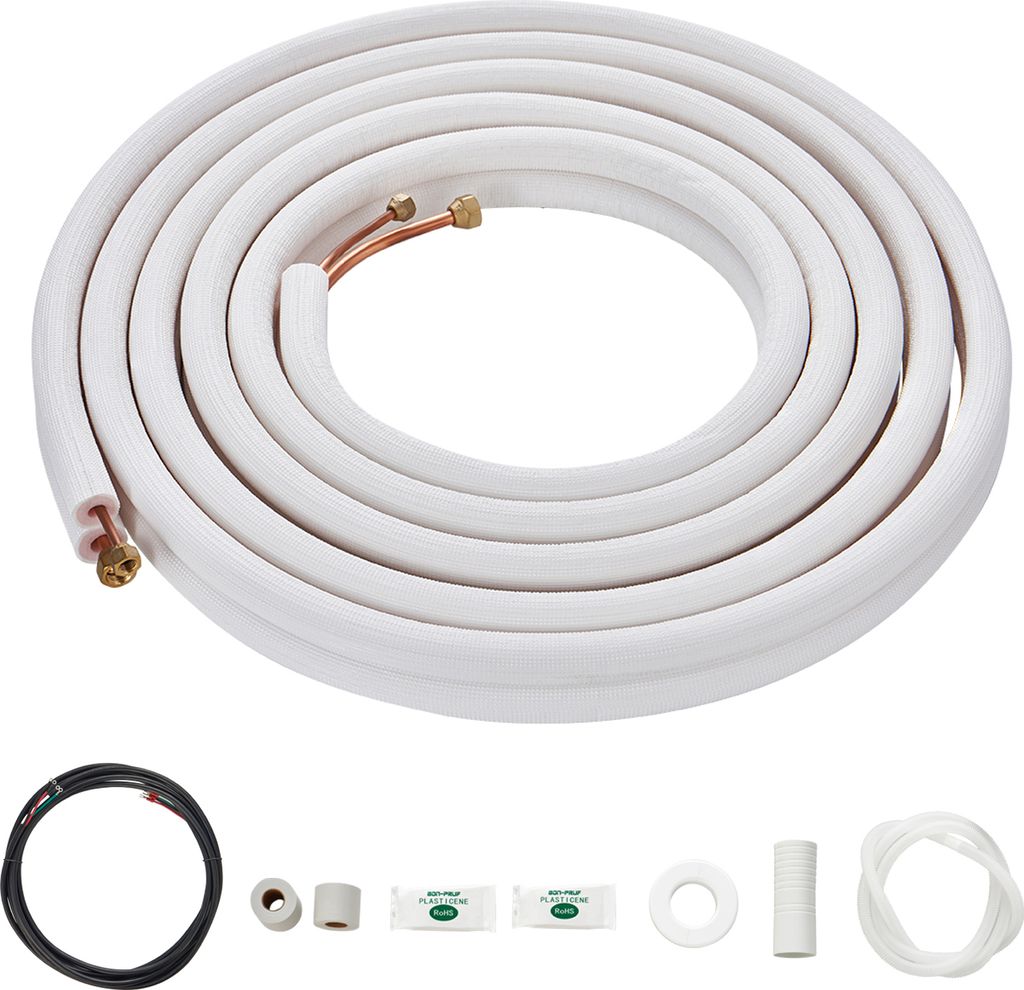 SucceBuy 4876,8 mm Mini-Split-Leitungsset, Kupferrohr mit 6,4 und 12,7 mm Außendurchmesser und dreischichtiger Isolierung, für Klimaanlage/Wärme...