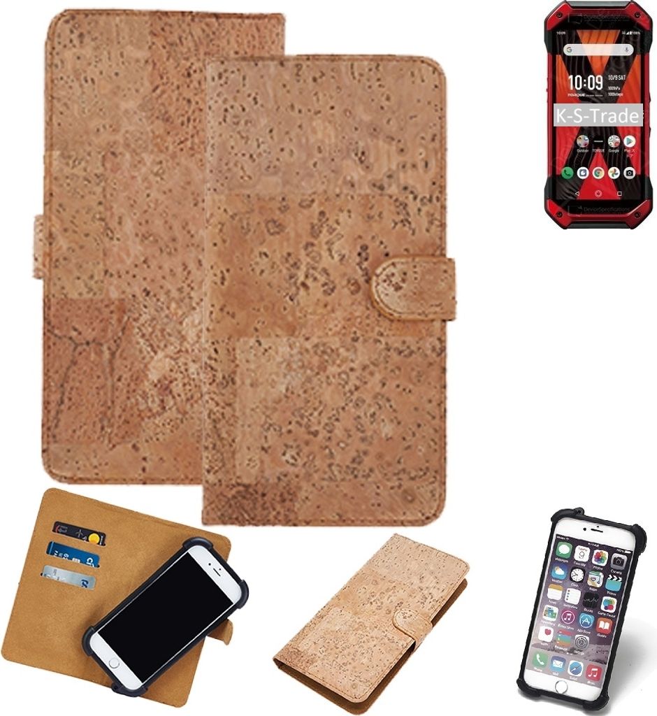 K-S-Trade Hülle kompatibel mit Kyocera Torque 5G Kork Handyhülle Cover Schutzhülle TPU Case Bumper in Hellbraun, (1x)