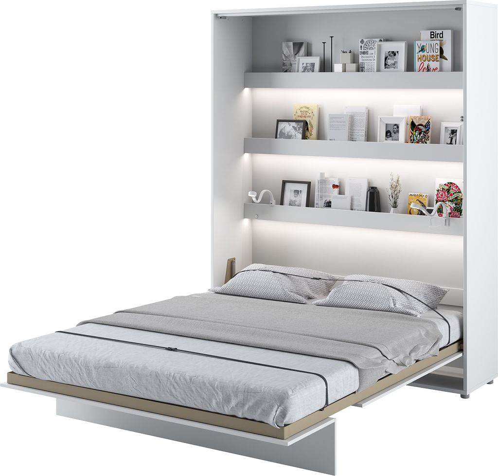 MEBLINI Schrankbett Bed Concept - Wandbett mit Lattenrost - Klappbett mit Schrank - Wandklappbett - Murphy Bed - Bettschrank - BC-12 - 160x200cm Ve...