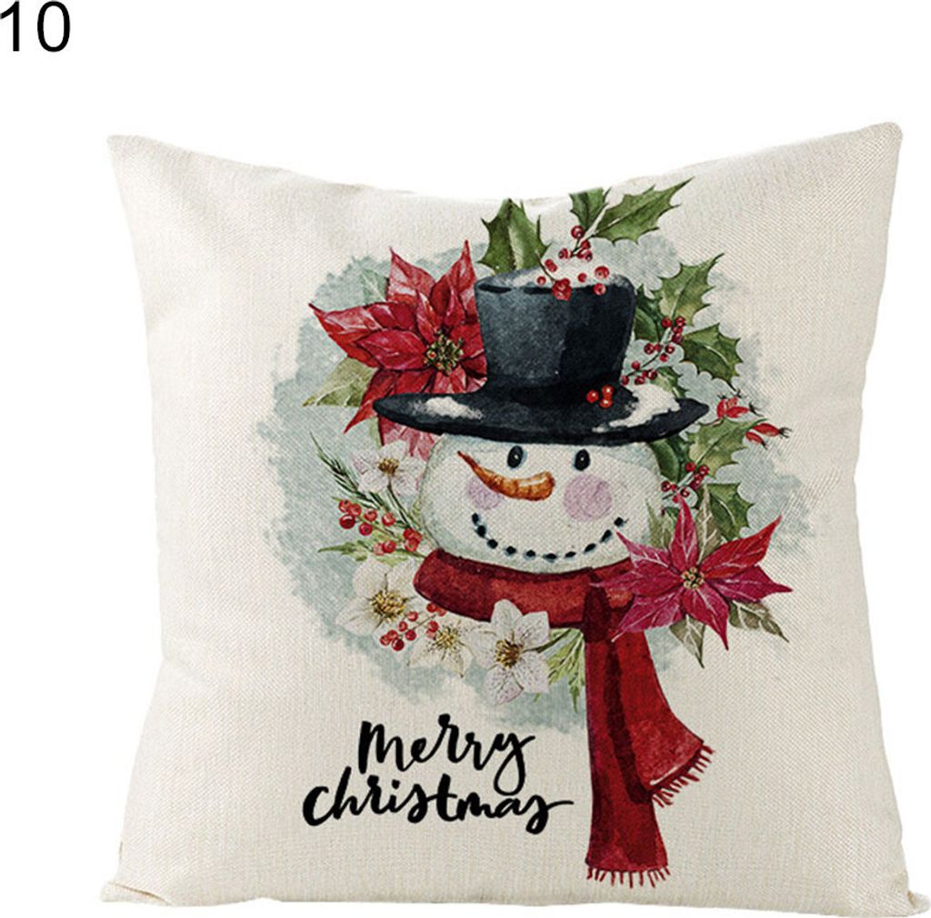 Cartoon -Hirschkranz -Druck Home Throw Pillow Hülle Kissen Cover Weihnachtsdekoration-10#