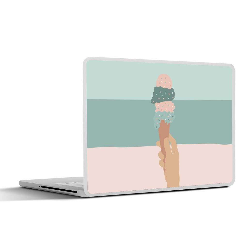 MuchoWow Laptop Aufkleber Sticker Cover Sommer - Eiscreme - Hand 40x30 cm - Laptop Dekoration - Selbstklebend