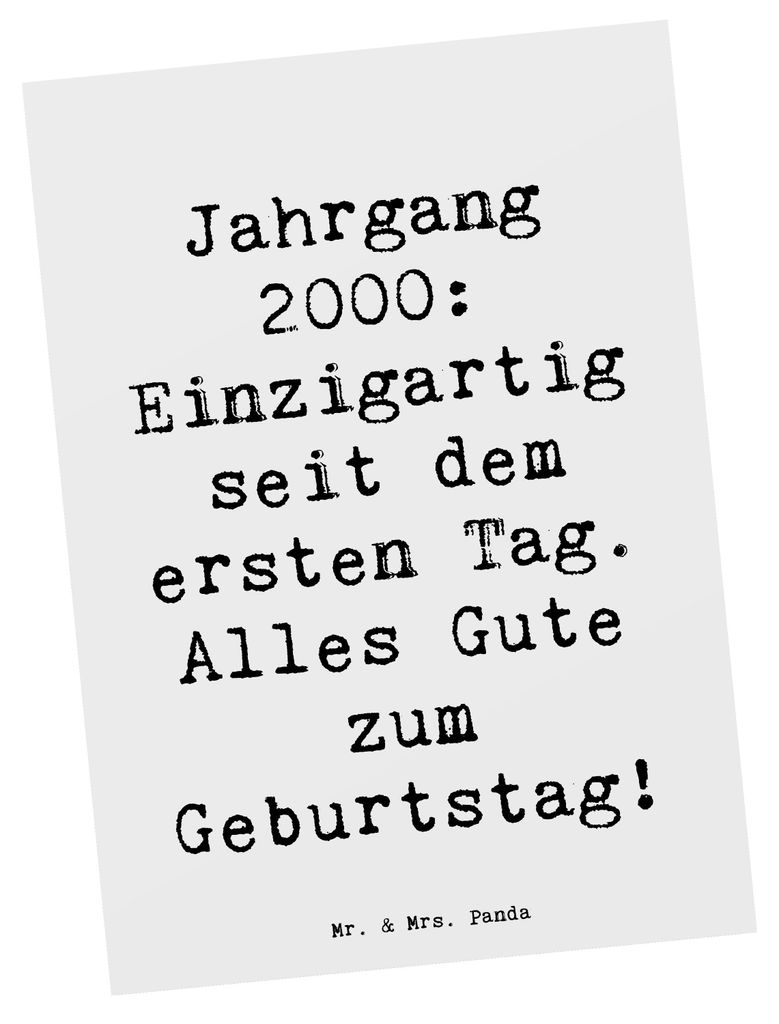 Mr. & Mrs. Panda Postkarte Spruch 2000 Geburtstag - Weiß - Geschenk, Postkarten, bildkarte, besondere Person, Motivkarte, Ansichtskarte, Glückwun...