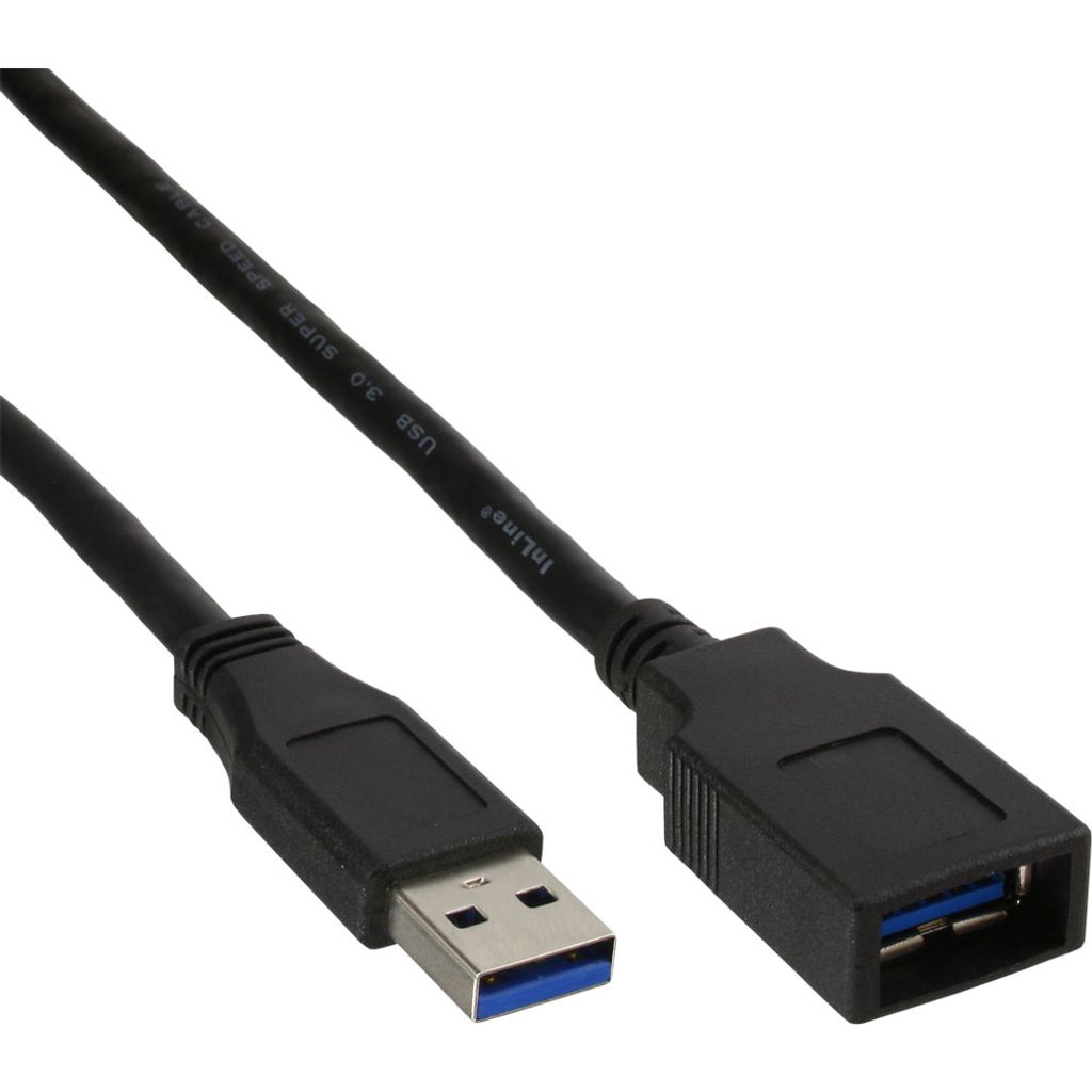 InLine® USB 3.0 Kabel, A Stecker / Buchse, schwarz, 0,5m, Produktbild 