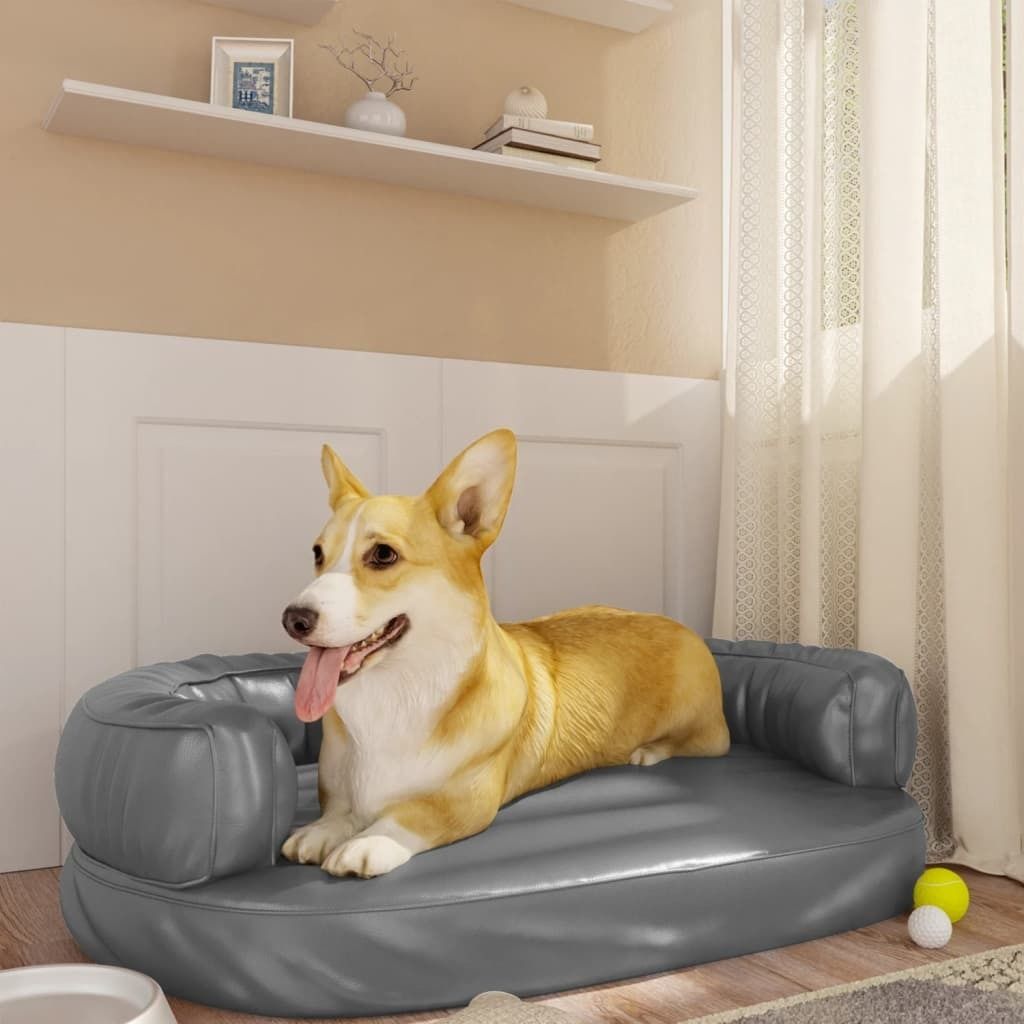 Hundebett Ergonomisch Schaumstoff Grau 75x53 cm Kunstleder , Hundebetten Design 2024