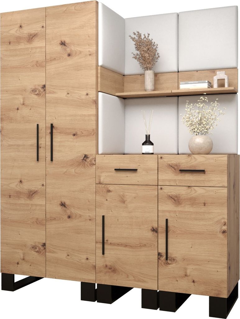 Garderobe ARTIN Set 7 mit gepolsterten Paneelen Industrial Design