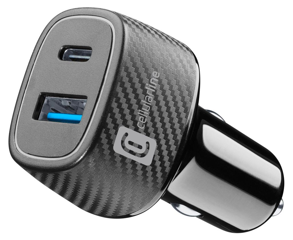 Cellularline Car Multipower Ultra - iPhone, Samsung, Xiaomi, Oppo and other Smartphones and Tablets Schnelles Autoladegerät mit USB-Port und USB-C...