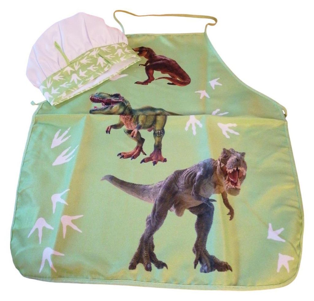 Kochschürzen-Set für Kinder mit Mütze | Dinosaurier-Motiv | Produktbild 