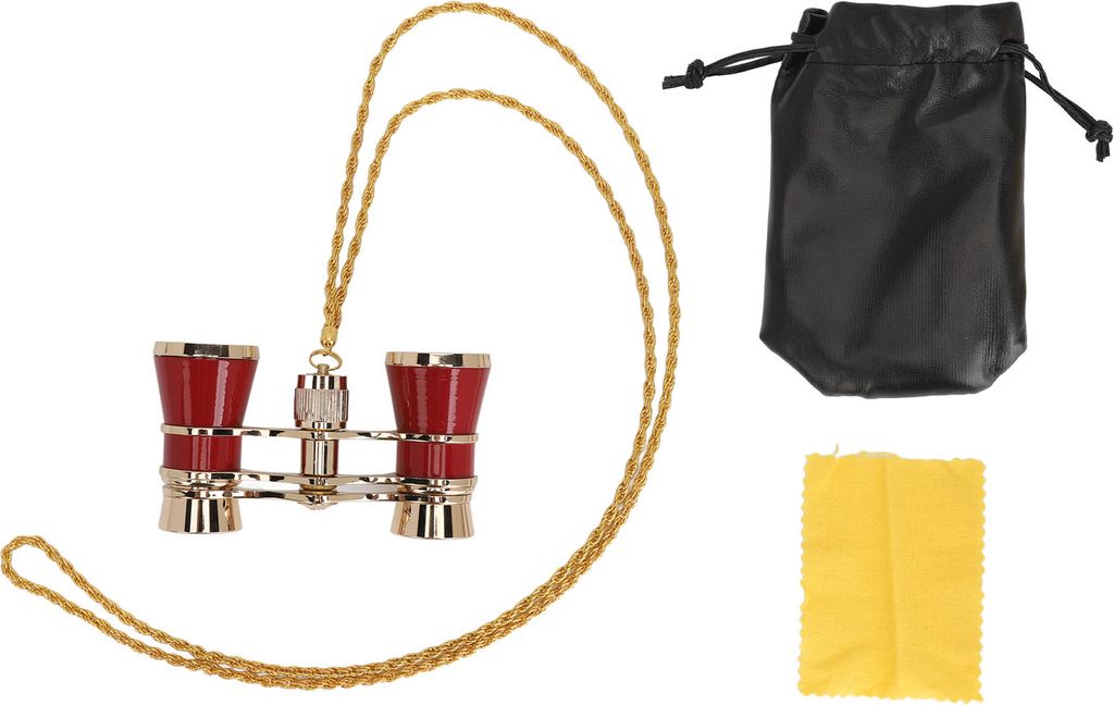 3X25 Opernglas Fernglas mit Kette Vogelbeobachtung Outdoor Jagd Camping Retro rot