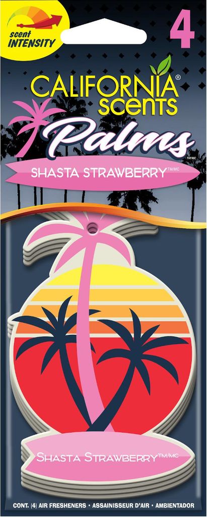 California Scents Lufterfrischer Palm 4er Packung Geruchsorte Shasta Strawberry 4 Duftpalmen Air Fresheners CPA012-4EU 149841