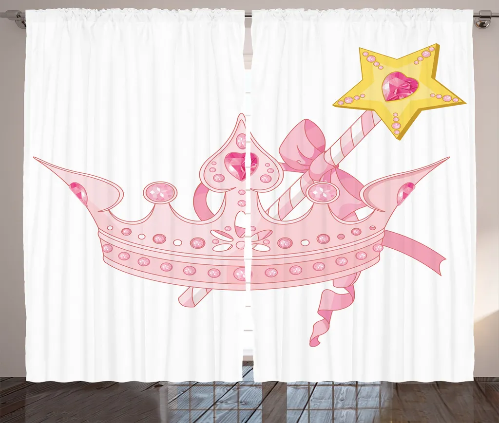 Tenda Cameretta Bambina ABAKUHAUS Corona e Bacchetta 280x175 Rosa