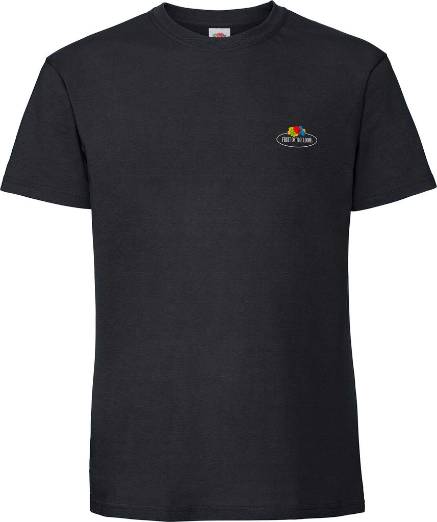 Fruit of the Loom Ringspun Premium T-Shirt mit Vintage-Logo auf der Brust Farbe: schwarz - Vintage-Logo klein Größe: S