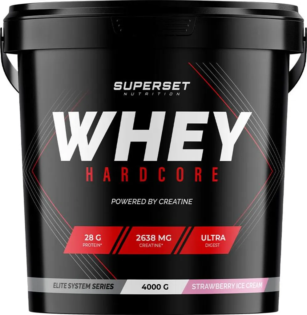 Whey Hardcore 4kg récupération musculaire saveur glace à la fraise