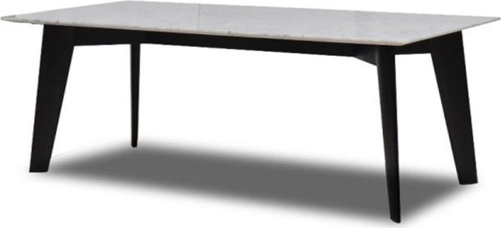 Casa Padrino Luxus Esstisch Weiß / Schwarz 240 x 100 x H. 75 cm - Moderner Küchentisch mit hochwertiger italienischer Calacatta Marmor Tischplatt...