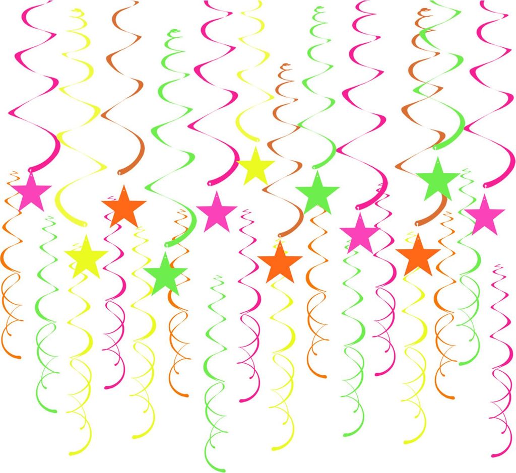 40 Stück leuchtende Papiersterne zum Aufhängen, Wirbel-Dekoration, im Dunkeln leuchtende Decken-Streamer, fluoreszierendes Neon-Partyzubehör fü...