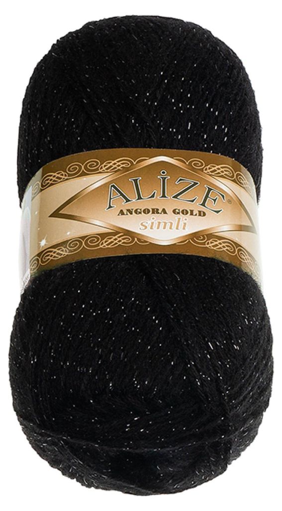 Przędza ANGORA GOLD SIMLI - 100 g / 500 m - czarna Zdjęcie produktu 