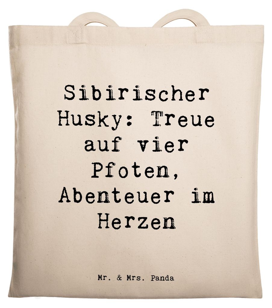 Mr. & Mrs. Panda Schultasche Spruch Sibirischer Husky - Transparent - Geschenk, Schlittenhund, Abenteuer, Freundschaft, Jutebeutel, Tasche, Hundera...