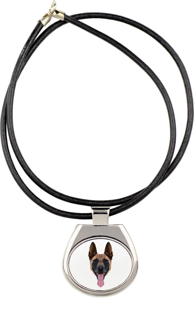 Malinois Pastore belga - Collana con foto e scritta geometrica del marchio Art-Dog