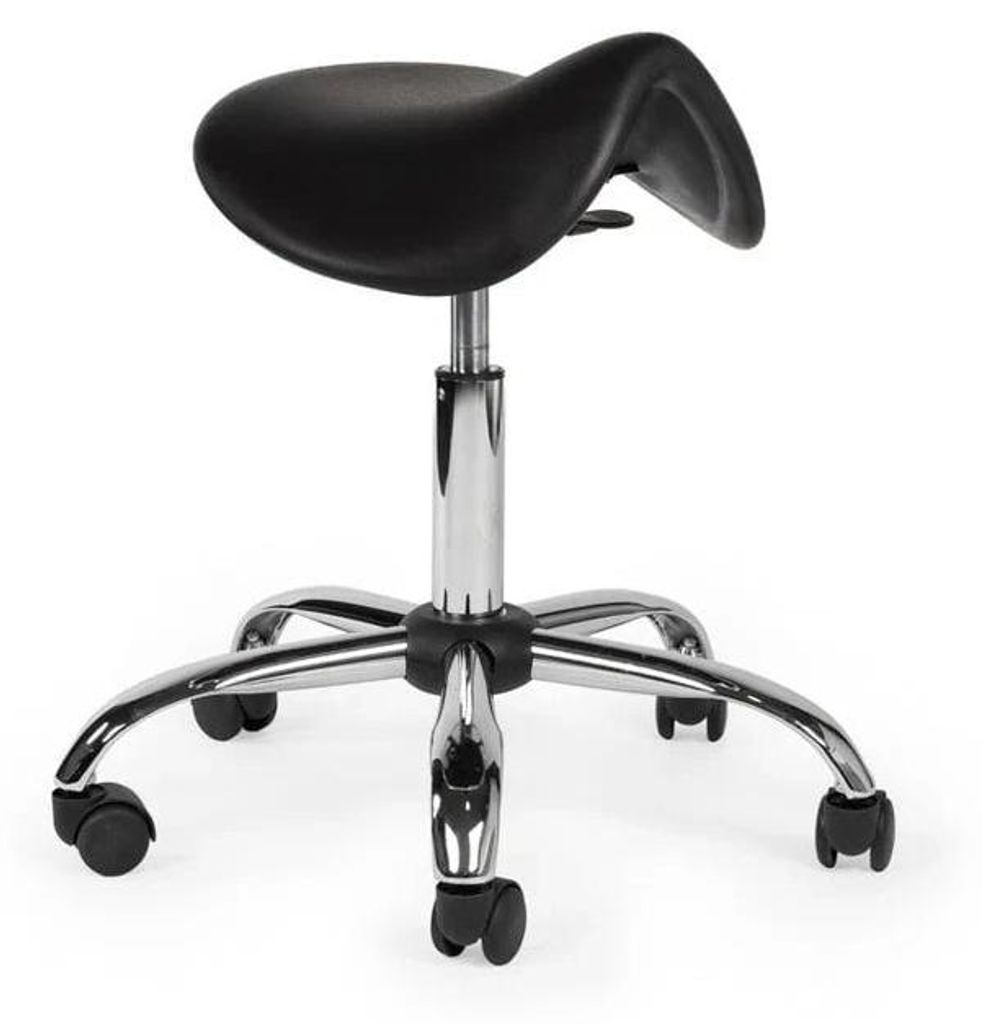 Ergonomisch Arbeitshocker Schwarz Auf Räder - Niedrig / ohne Fußstütze / Räder