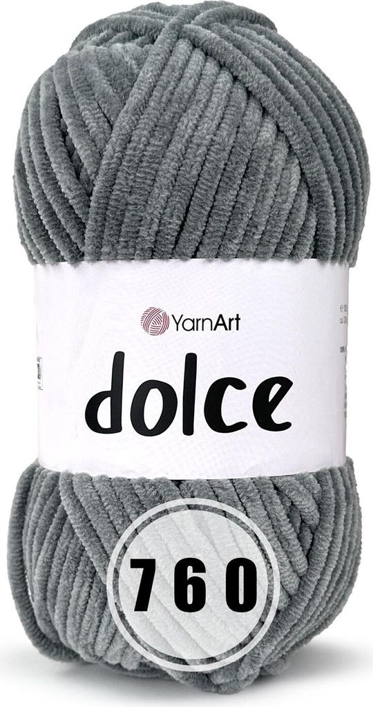 YarnArt Dolce 760 Grau Plüschgarn 100g 120m Chenille Produktbild 