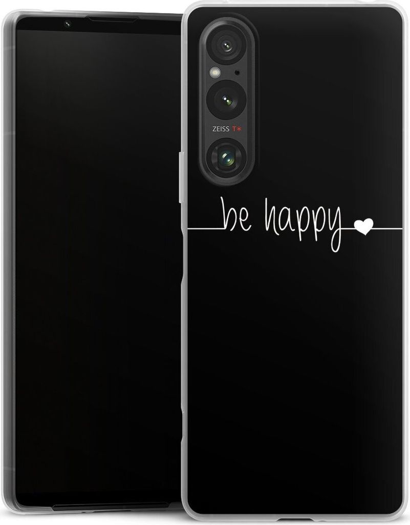 DeinDesign Slim Hülle für Sony Xperia 1 V Silikon Case Ultra Dünn Handyhülle Glück Sprüche Statement