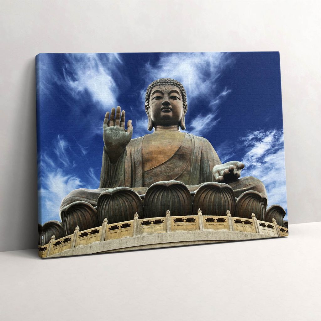 Tian Tan Buddha in Hongkong – Leinwandbild Wandbild – 80x60 cm – Leinwandbilder – Wandbilder – Schlafzimmer – Flur