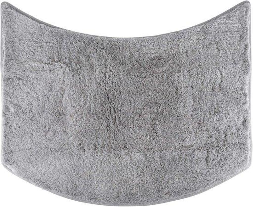 fluffy Mikrofaser-Badematte für runde Duschen mit rutschfester Unterseite (kleiner Bogen | Duschradius 55 cm, grau)