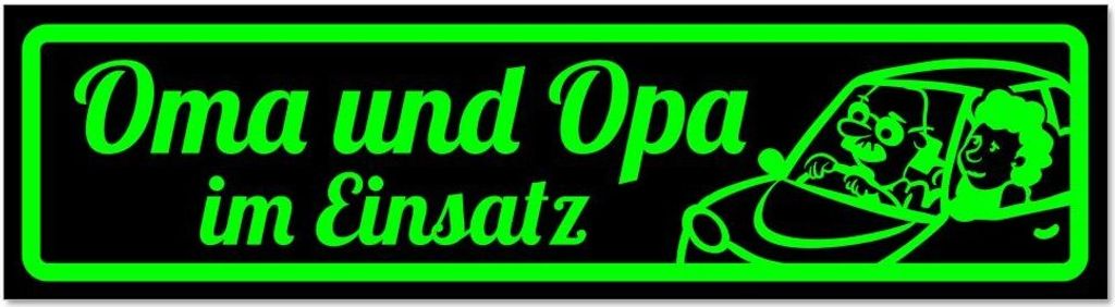 Kiwistar - Autoaufkleber - Grün - Schwarz - 45 x 12 cm - Oma und Opa im Einsatz V2 - Hinweis Aufkleber Sticker für Auto, Kfz, Fahrrad, PKW, LKW