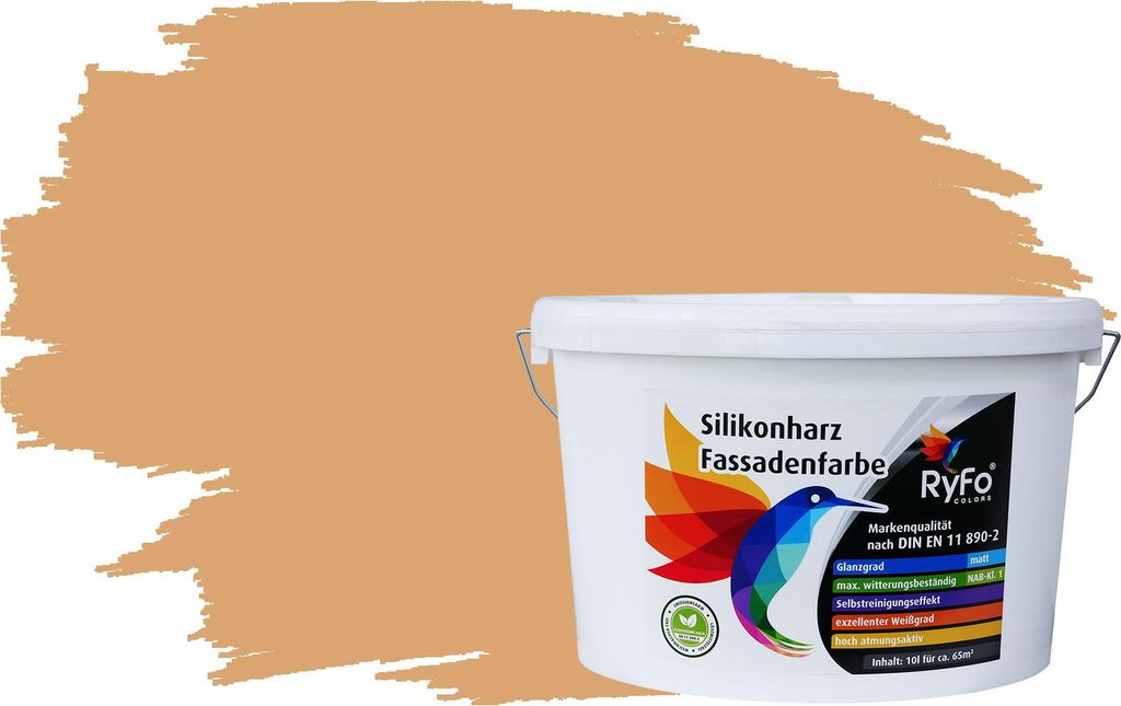 RyFo Colors Silikonharz Fassadenfarbe Lotuseffekt Trend Amaretto 10l - bunte Fassadenfarbe, weitere Braun Farbtöne und Größen erhältlich, Deckk...