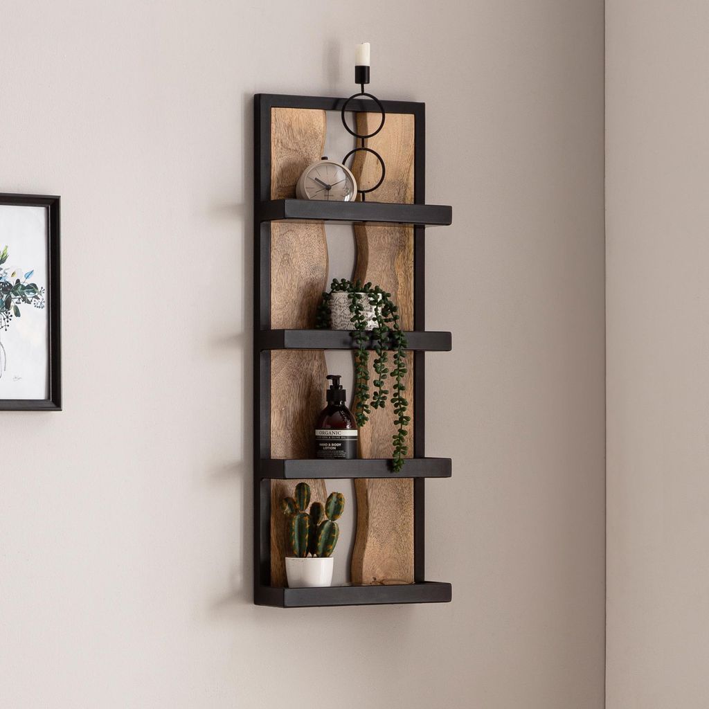 FineBuy Półka ścienna 30x80x10 cm Lite drewno mango / metal Zdjęcie produktu 