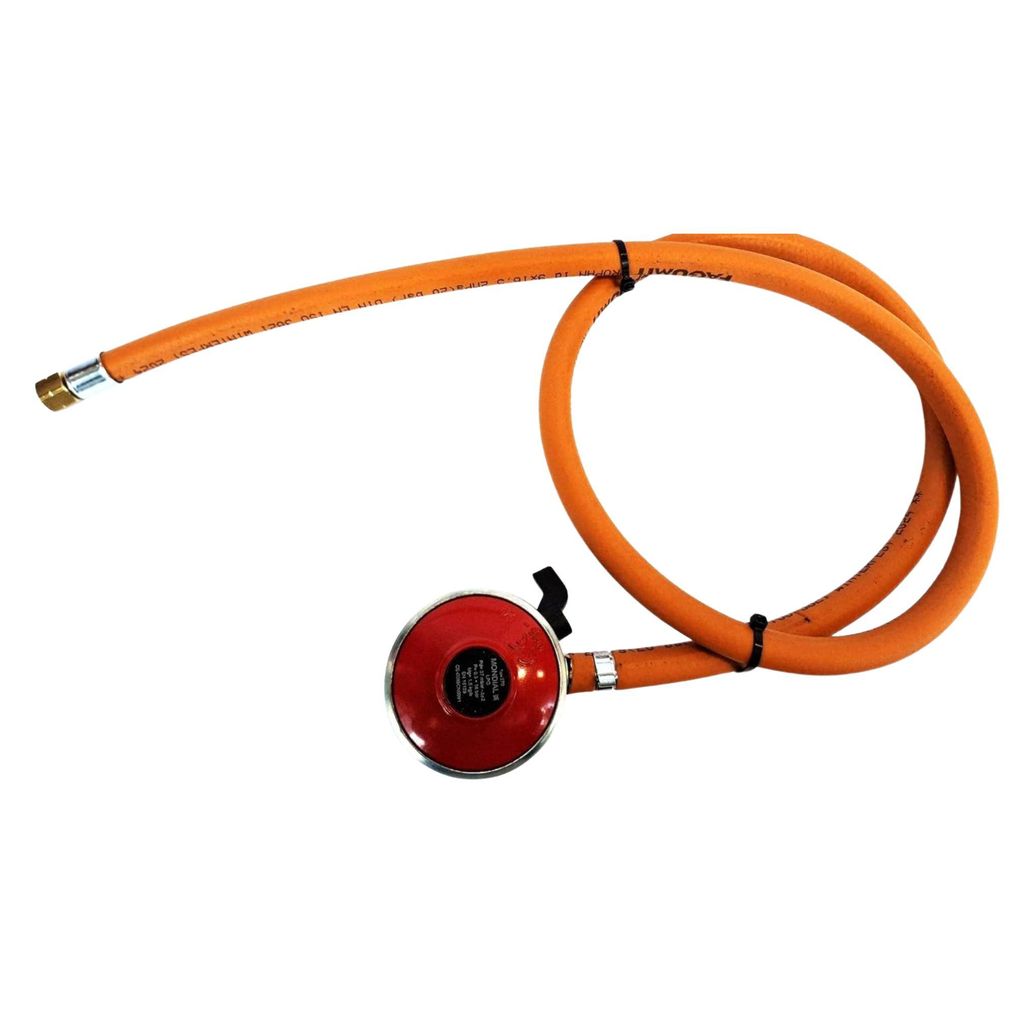 Zatechs Propan-Butan Gasschlauch Set mit Quick-on Regler 1.5m 37-50 mbar Ø9.0mm 27mm Clip-on Anschluss 3/8" Linksgewinde Gasgrill Heizstrahler Cam...